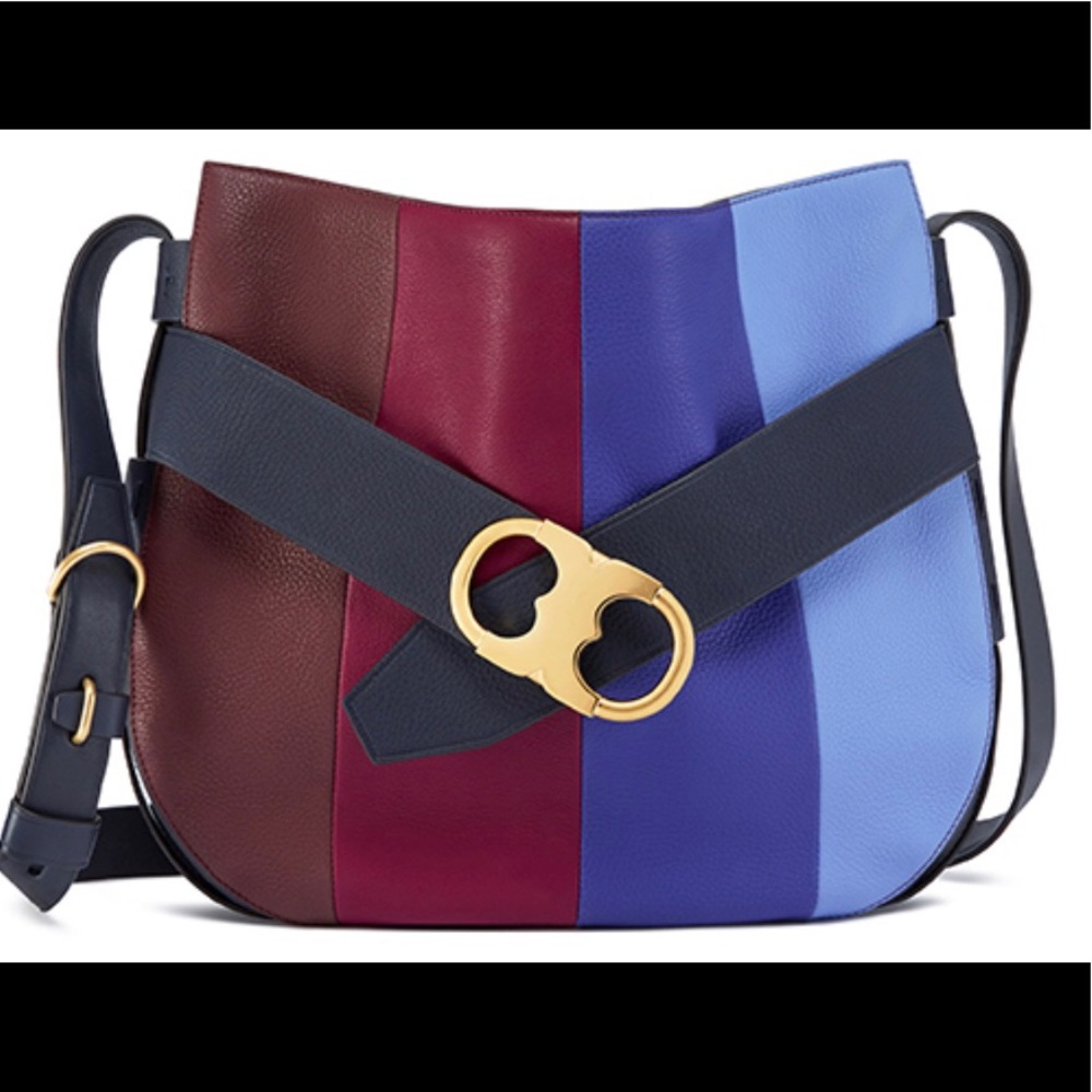 Tory Burch Gemini Link Stripe Shoulder Hobo Bag